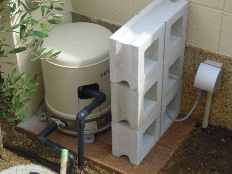 再利用　井戸水で水やり　自動吸い上げ　ポンプ
