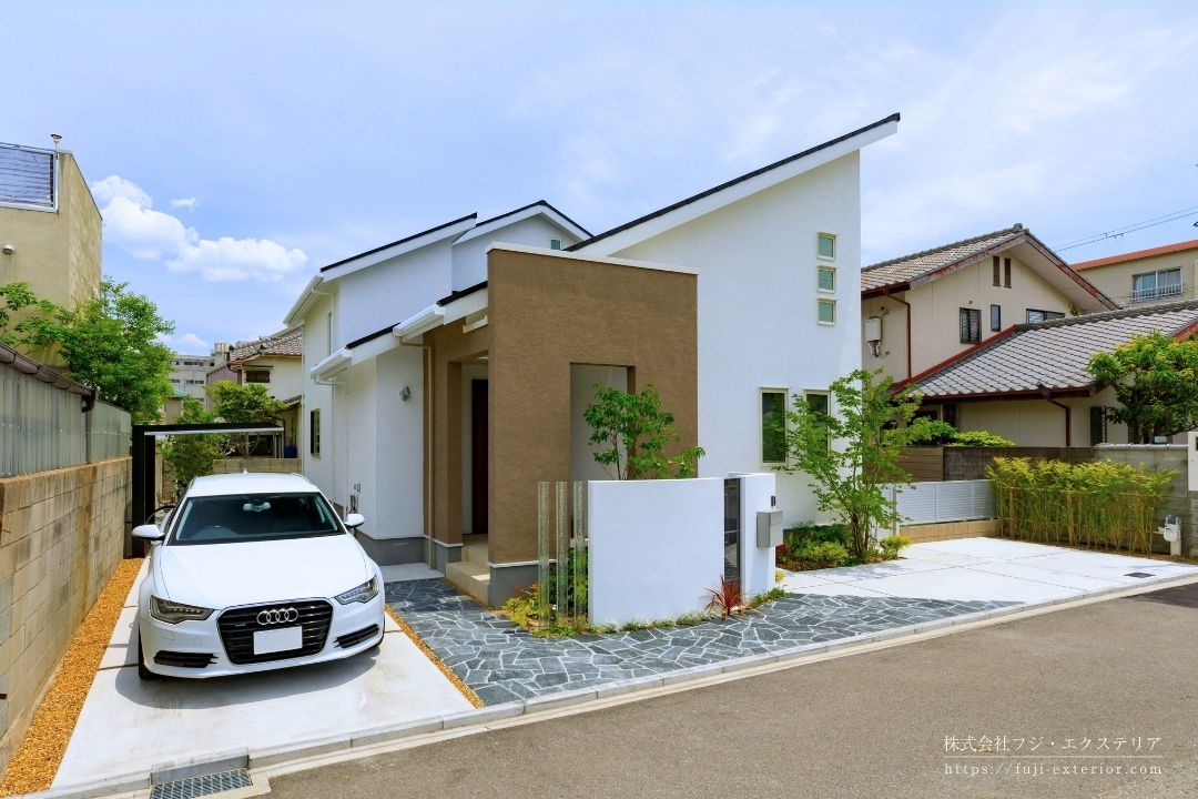 ナチュラルモダンの 三井ホーム 新築一戸建て外構。