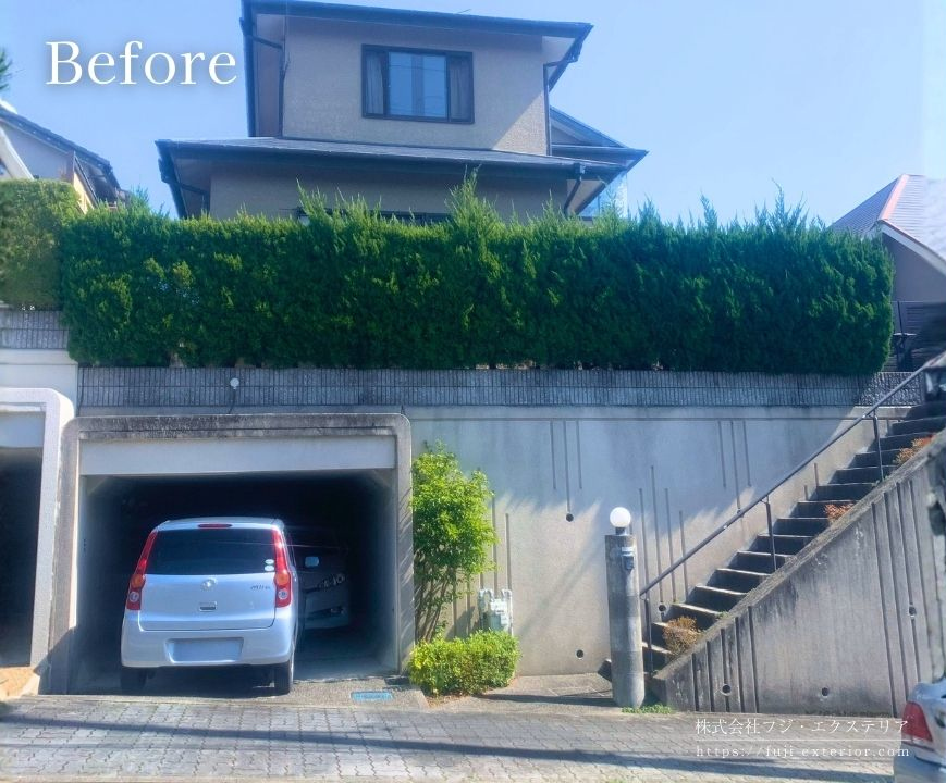 外構全体のリノベーションの実例です。
門廻り、擁壁、フェンス、庭、ガレージ、階段、手すり、照明などに手を入れ、移り変わるトレンドや最新設備を随所に取り入れ、新しく生まれ変わりました。